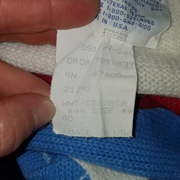 Cheerleader Supply Co Vintage Sweater Vest Size 40 Red White Blue 100% Acrylic - Picture 6 of 8